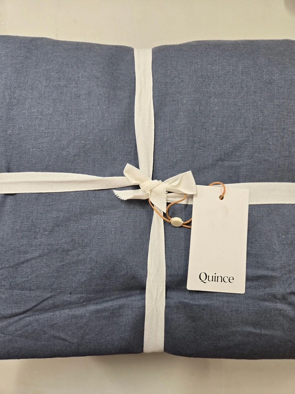 NWT QUINCE Set Of 2 48x96 European Linen True Blackout Curtains Chambray 9019